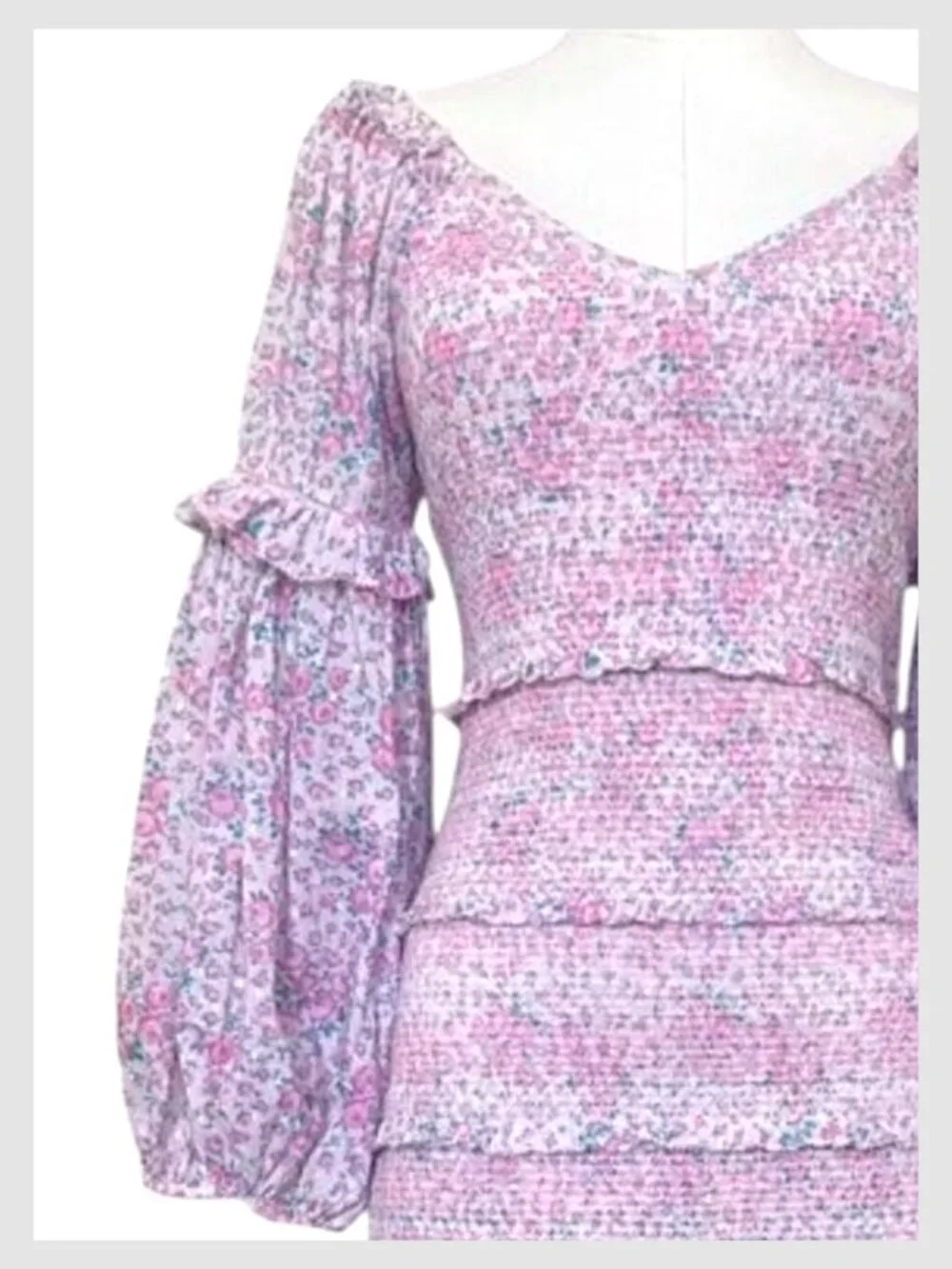 LoveShackFancy Ensley Mini Dress Candy Heart Smocked Puff Sleeve S